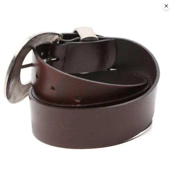 Vintage Le Chateau Leather Cowgirl Rhinestone Belt Bling Buckle Statement Brown - Picture 6 of 14